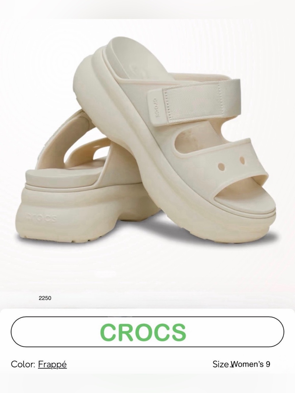new* Crocs Soho Two Strap Sandal color “Frappe”